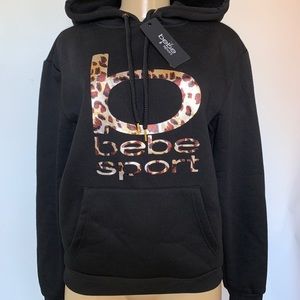 Women Bebe sport animal print logo sweater hoodie